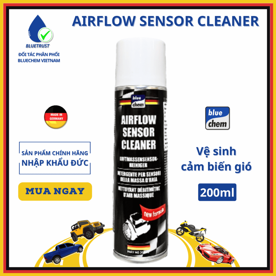 Dung Dịch Vệ Sinh Cảm Biến Gió BLUECHEM, Bảo Vệ Sensor Cảm Biến Áp Suất - AirFlow Sensor Cleaner - 200ml