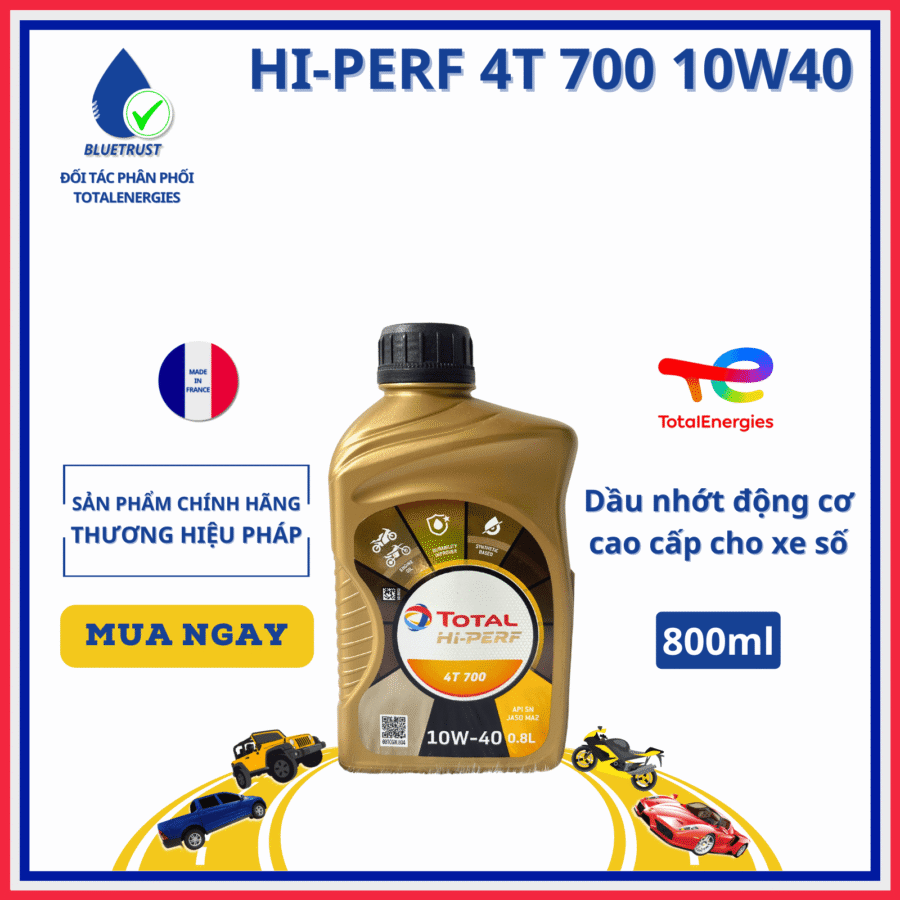 DẦU NHỚT XE MÁY TOTAL HI PERF 4T 700 10W40-800ML