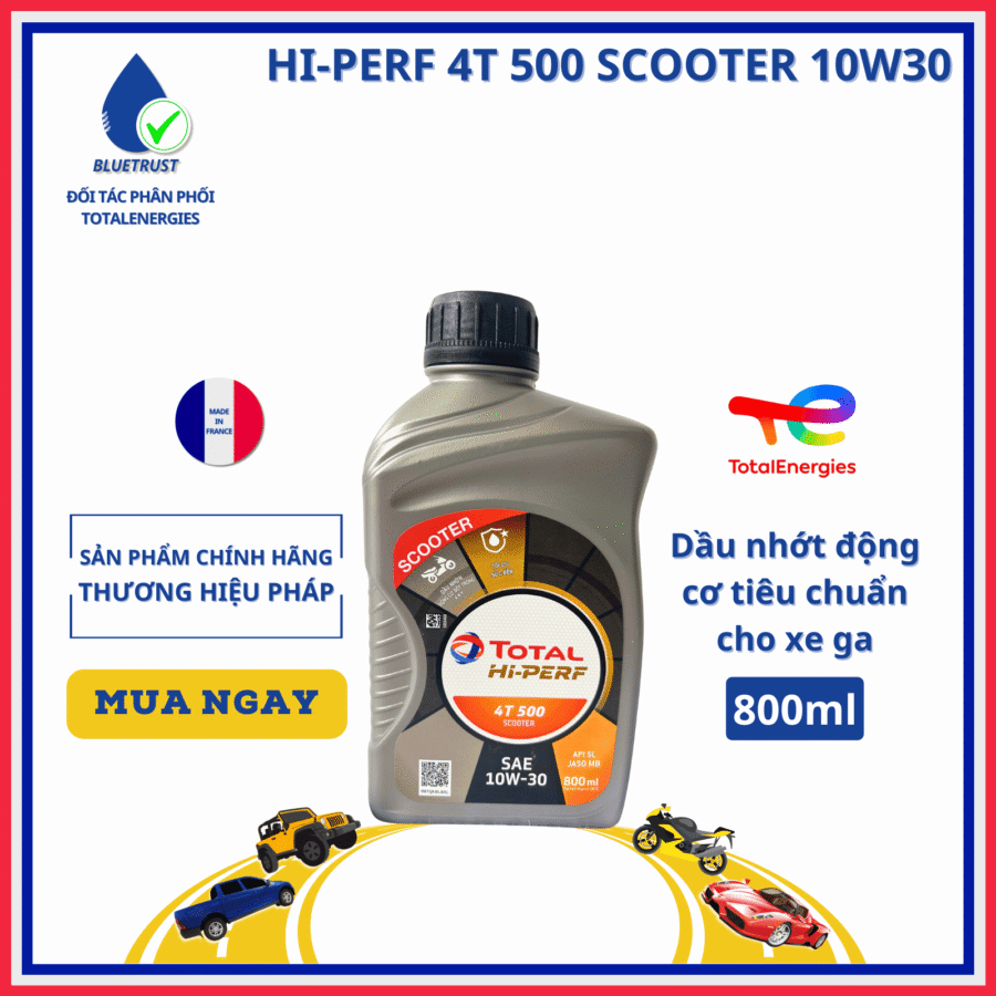 DẦU NHỚT XE TAY GA TOTAL HI PERF 4T 500 SCOOTER 10W30-800ML