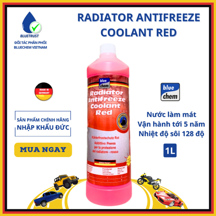 Nước Làm Mát Màu Hồng Chống Đông -37°C BLUECHEM - RADIATOR ANTIFREEZE COOLANT RED - 1 Lít