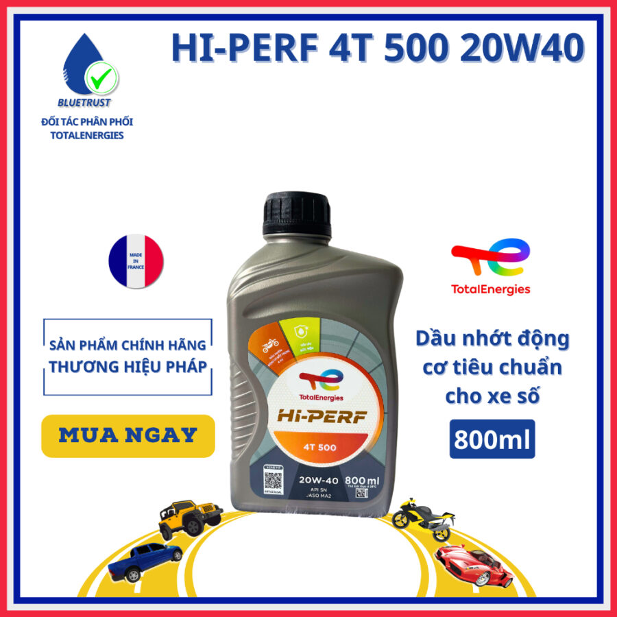 DẦU NHỚT XE MÁY TOTAL HI PERF 4T 500 20W40-800ML