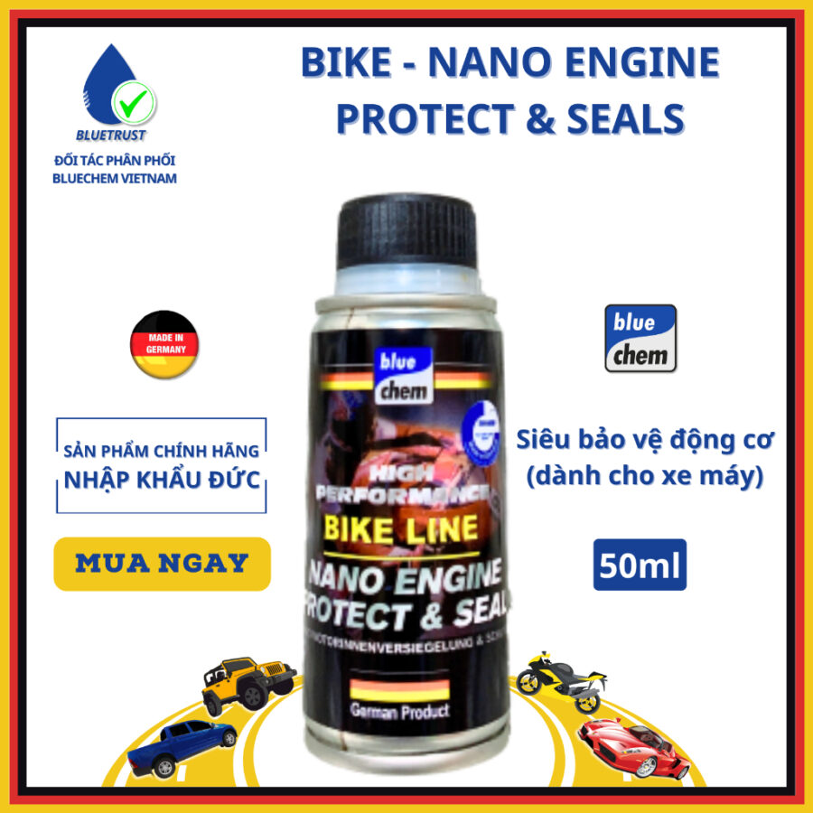 PHỤ GIA BLUECHEM NANO BẢO VỆ ĐỘNG CƠ XE MÁY - BIKE - NANO ENGINE PROTECT & SEAL - 50ML